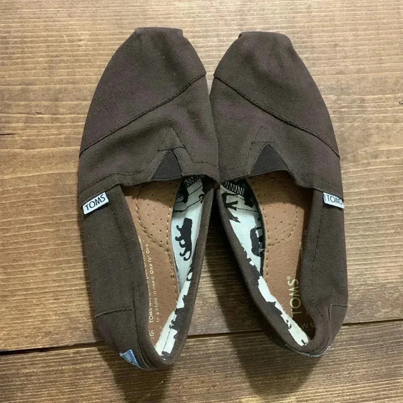 Women’s Toms Brown Canvas Slip On Shoes Size 6.5 GUC - Picture 4 of 7